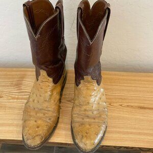 Lucchese Western Ostrich Men's Cowboy Boots Tan Cognac 7.5D classics